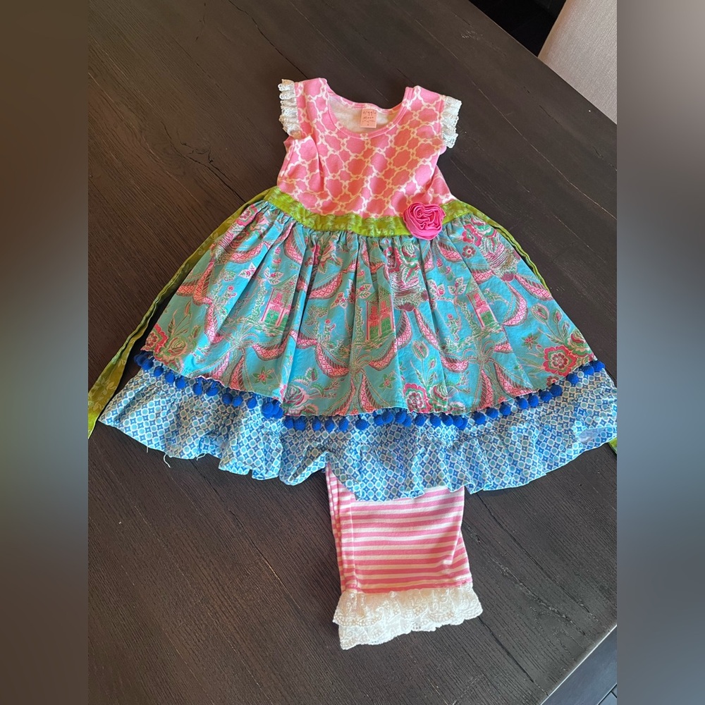 Giggle Moon Pink and Cream Patterned Dress